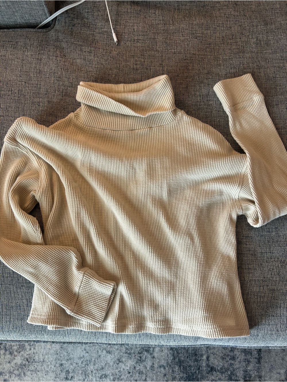 Abercrombie & Fitch Cream Ribbed Turtleneck Sweater